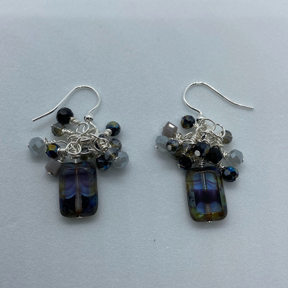 Pretty neutral wire wrapped chandelier earrings